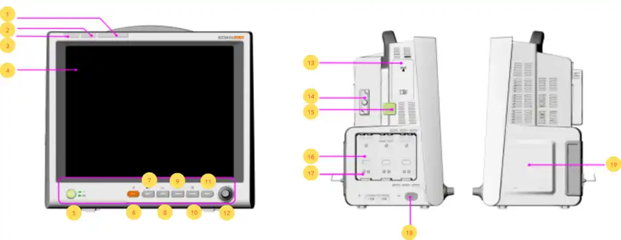 Partes del Monitor de Funciones Vitales Modular EDAN elite V8